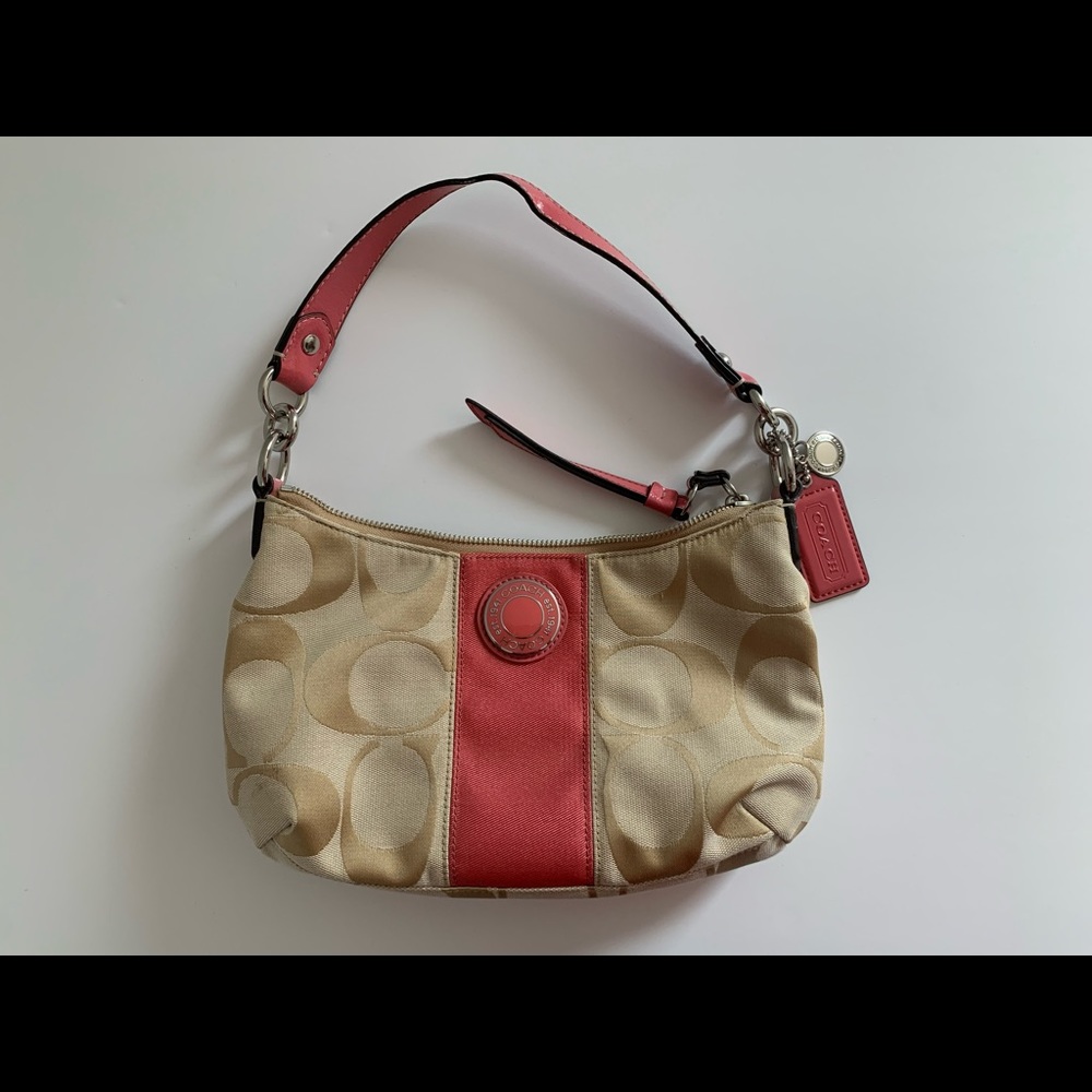 Coach Signature Pink Stripe Demi Purse A1221 - Like New!